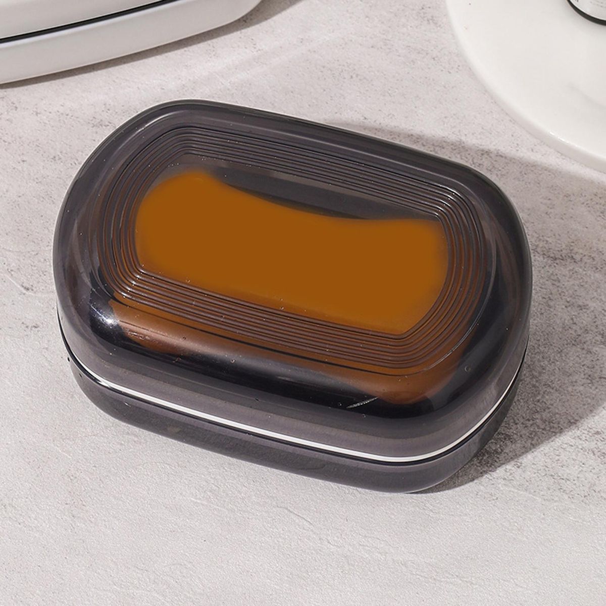 Soap Dish Bathroom Double Layer Soap Box Black
