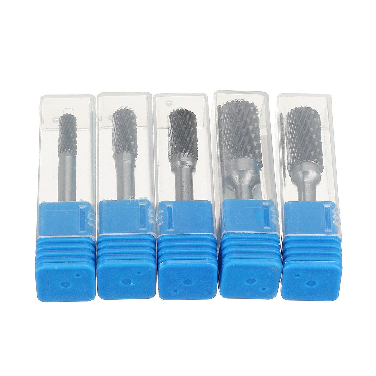 5PCS 1/4'' 6/8/10/12/14mm Head Shank Long Tungsten Carbide Burs Steel Rotary Aluminum Cut Burr Wood Rasp Drill Bits Tool