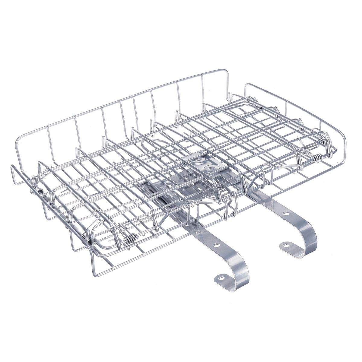 Foldable Metal Wire Basket Front Bag Rear Hanging Basket For Mountain Bike Bicycle Silver