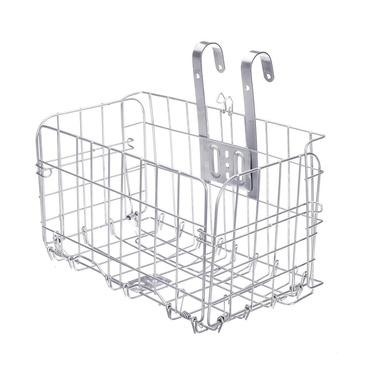 Foldable Metal Wire Basket Front Bag Rear Hanging Basket For Mountain Bike Bicycle Silver