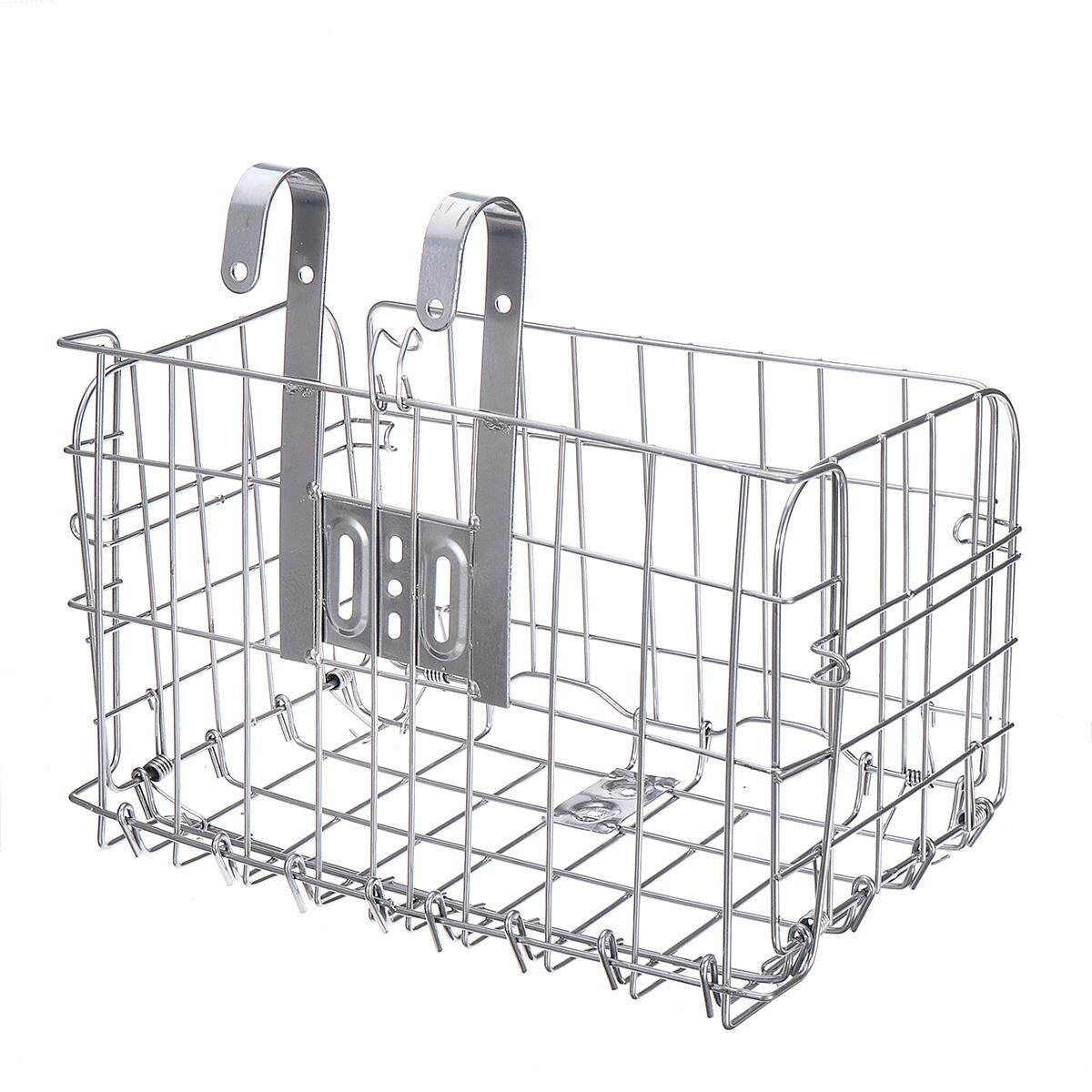 Foldable Metal Wire Basket Front Bag Rear Hanging Basket For Mountain Bike Bicycle Silver