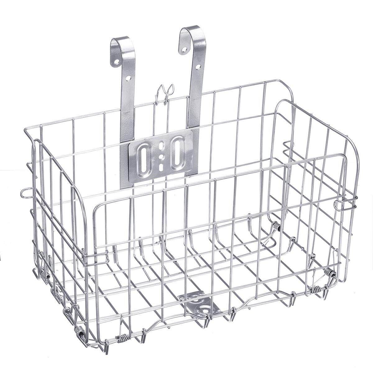 Foldable Metal Wire Basket Front Bag Rear Hanging Basket For Mountain Bike Bicycle Silver