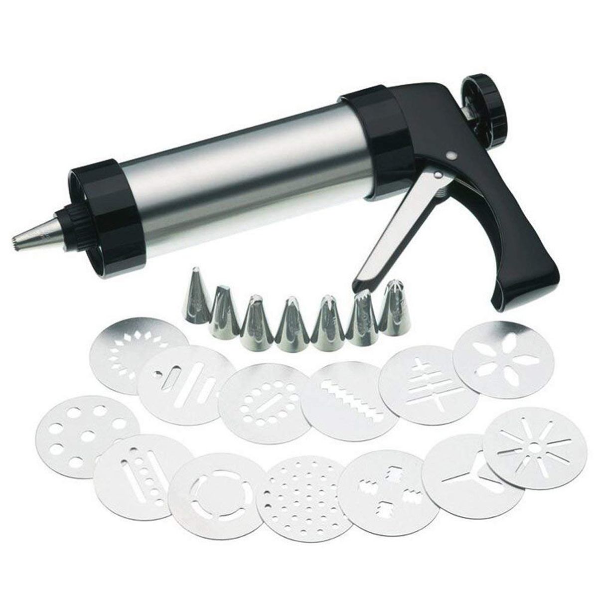 Stainless Steel Cookies Press Kit Included 7 Pipe Nozzle And