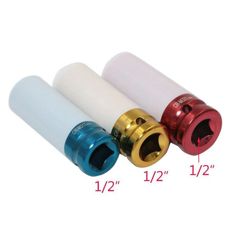 Wheel Nut Thin Wall Deep Impact Socket Set 17 19 21mm