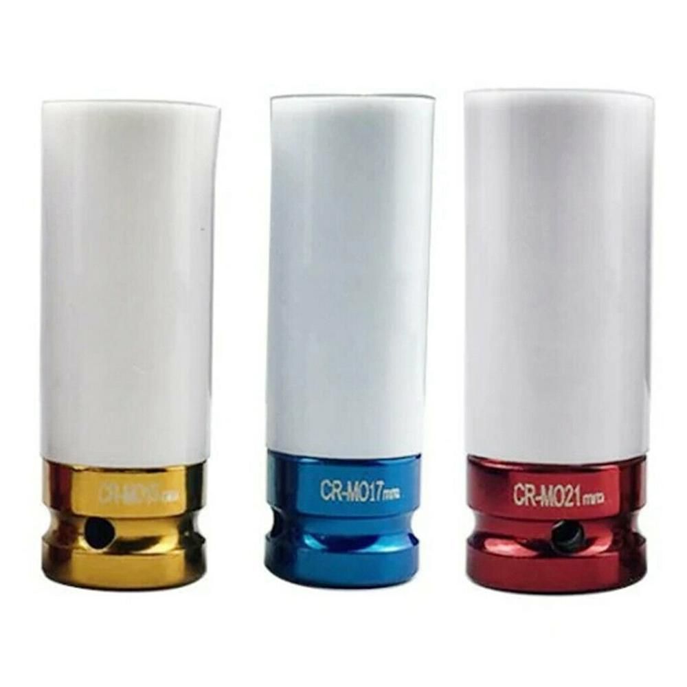 Wheel Nut Thin Wall Deep Impact Socket Set 17 19 21mm
