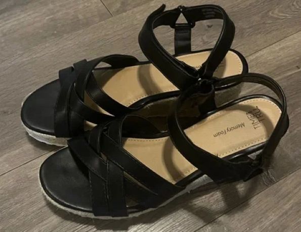 Ladies Espadrilles Wedge Sandals -Black( US 10/EUR 40/41)