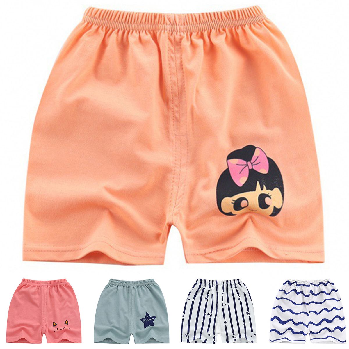 Baby Shorts Cartoon Design All-match-Atrovirens