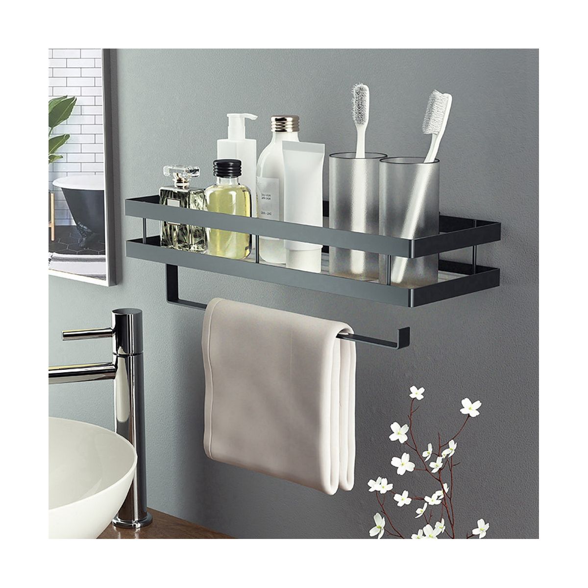 Spice Rack, Hanging Spice Rack with Kitchen Roll Holder and