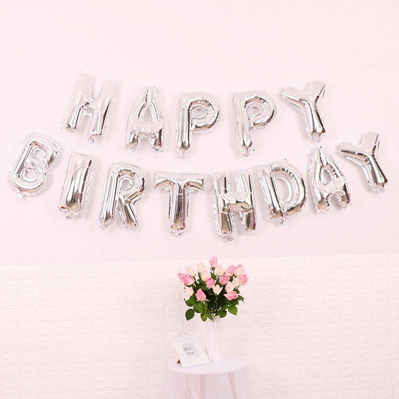 2 PCS Happy Birthday Letter Balloon-Classic Silver
