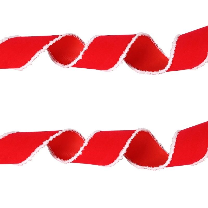 2 PCS Christmas Imitation Hemp Ribbon Decoration With Wire, Length: 6M Pure Red White Edge