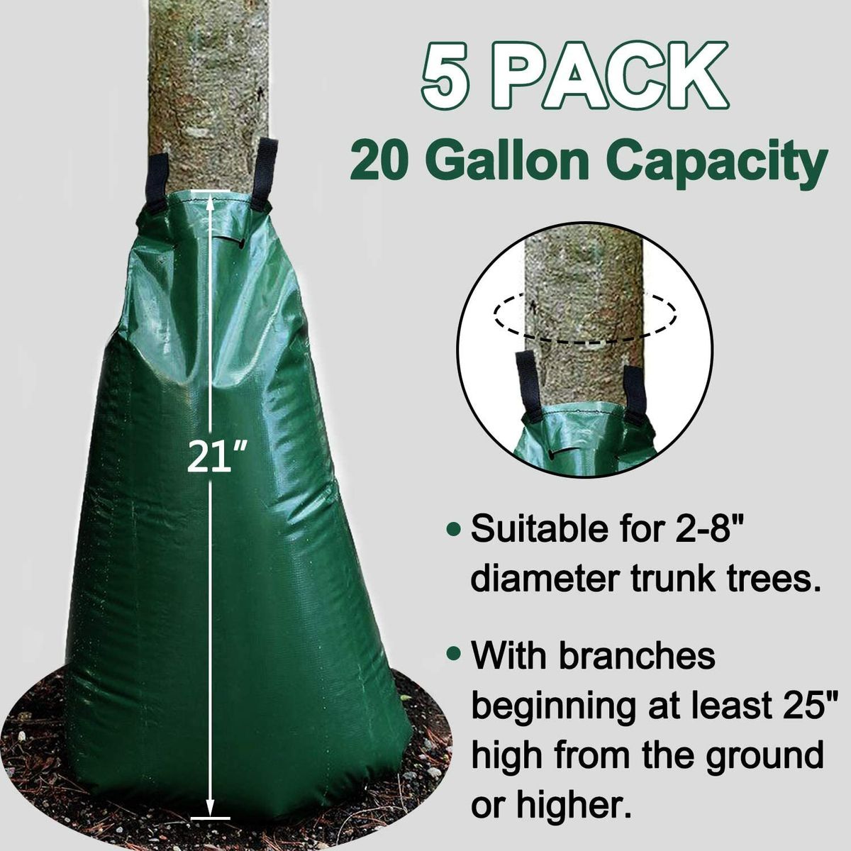 15/20 Gallon Tree Watering Bags Reusable Heavy Duty Slow