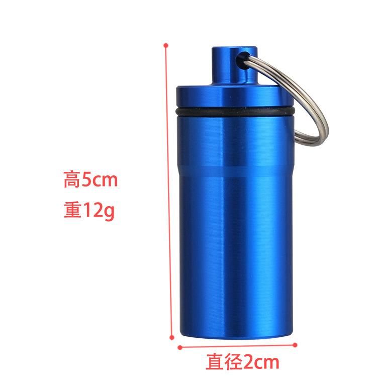 Portable Aluminum Alloy Pill Bottle Cartridge Keychain Outdoor Waterproof Sealed Pill Can Pill Box Cartridge Advertisement green