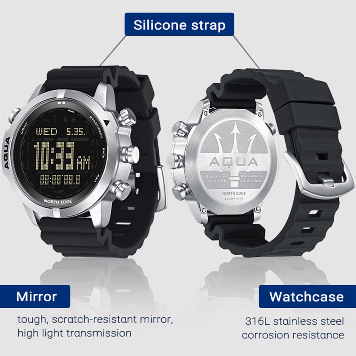 Digital Dive Watch For Men Dive Computer Watch Scuba Diving