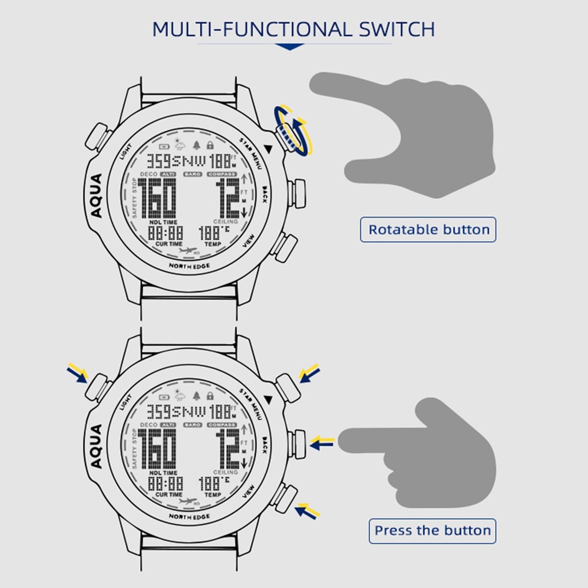 Digital Dive Watch For Men Dive Computer Watch Scuba Diving