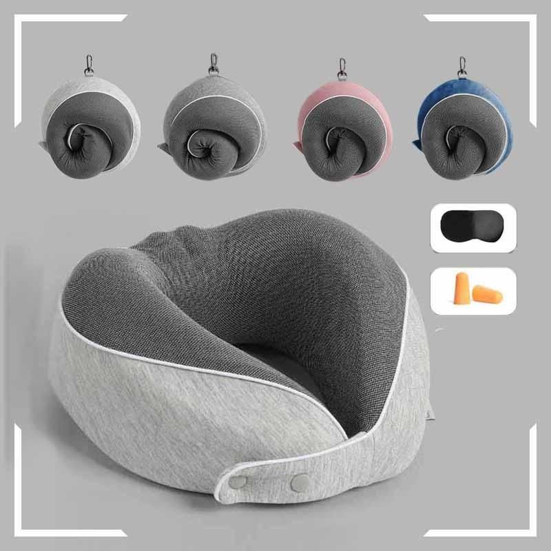 Travel Pillow Memory Foam Neck Pillow Comfortable Breathable Cover Machine Washable Airplane Travel Kit W 3D Sleep Mask Earplugs