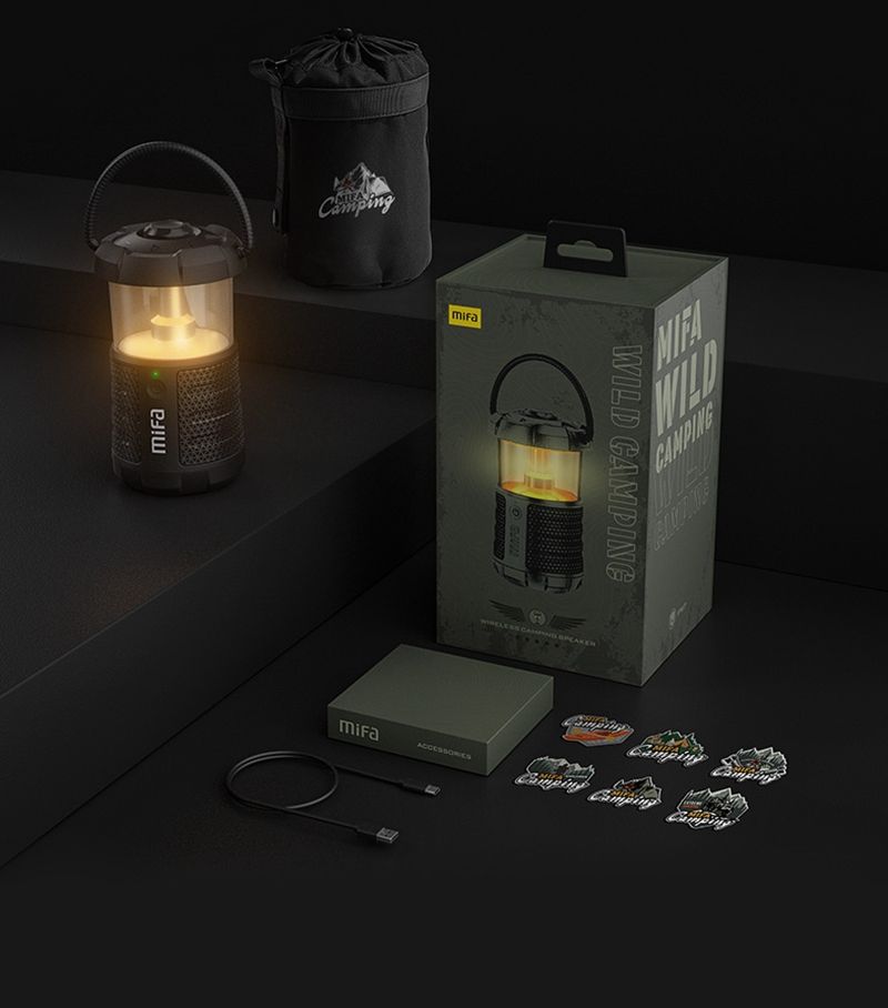 A/Mifa Wild Camping Outdoor Camping Light Portable Carrying Lantern Bluetooth Camping Speaker Charging