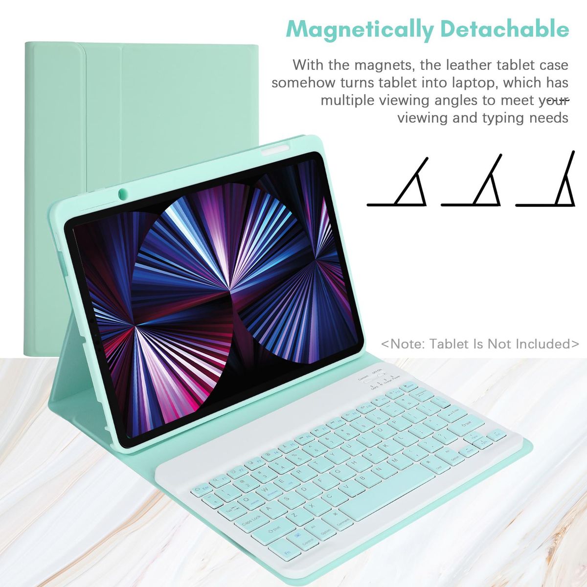 Wireless BT Keyboard USB Keypad with PU Leather Protecting Case for Tablet Compatible with iPad Air 4 10.9in/iPad Air5 10.9in/iPad Pro 11in(2018)/iPad 11in(2020)/iPad 11in(2021)/iPad 11in(2022)