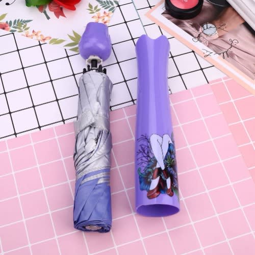 Rose-bottle Shaped Foldable Umbrella - Purple