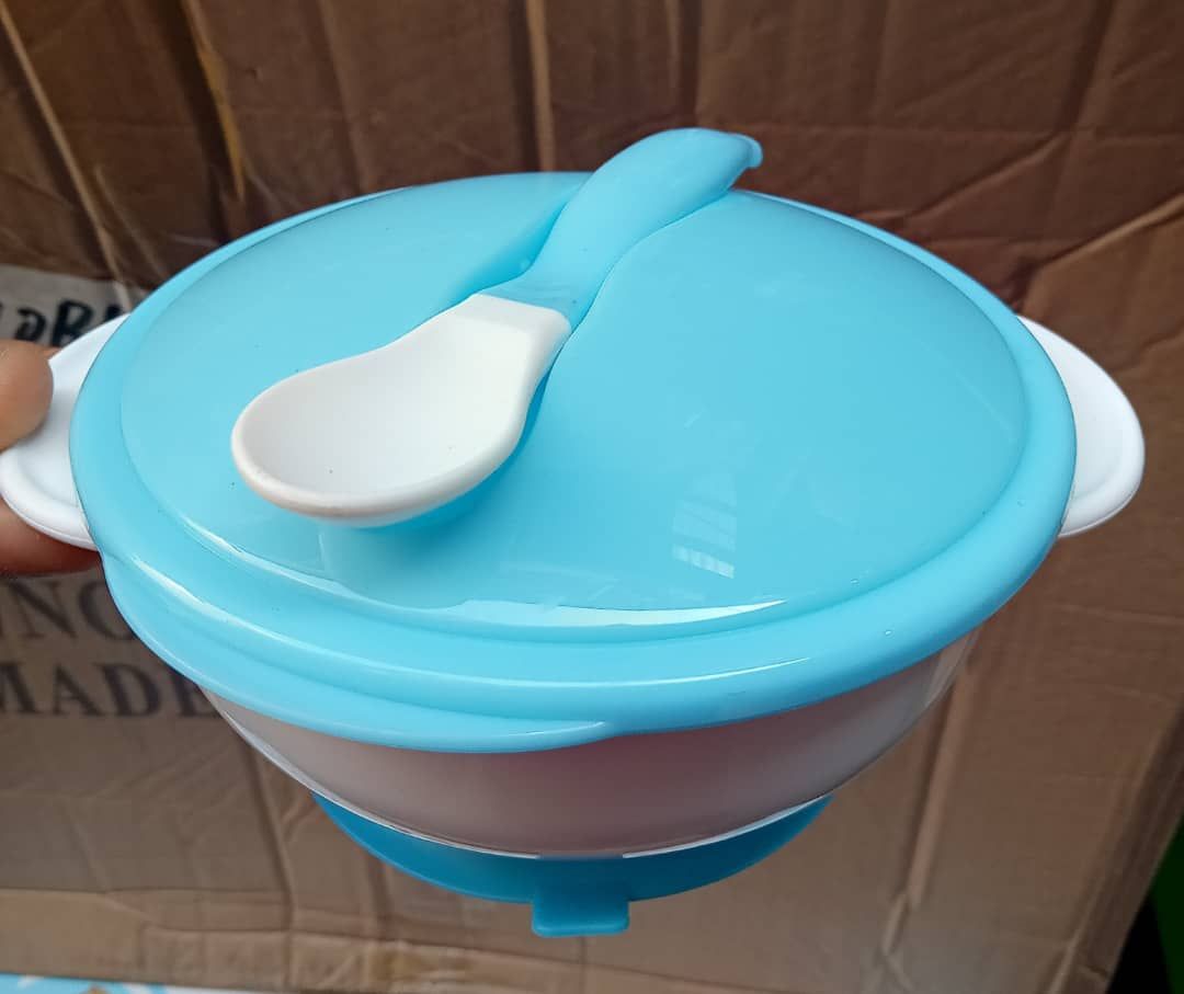 2 In 1 Baby Plastic Feeding Plates & Spoon