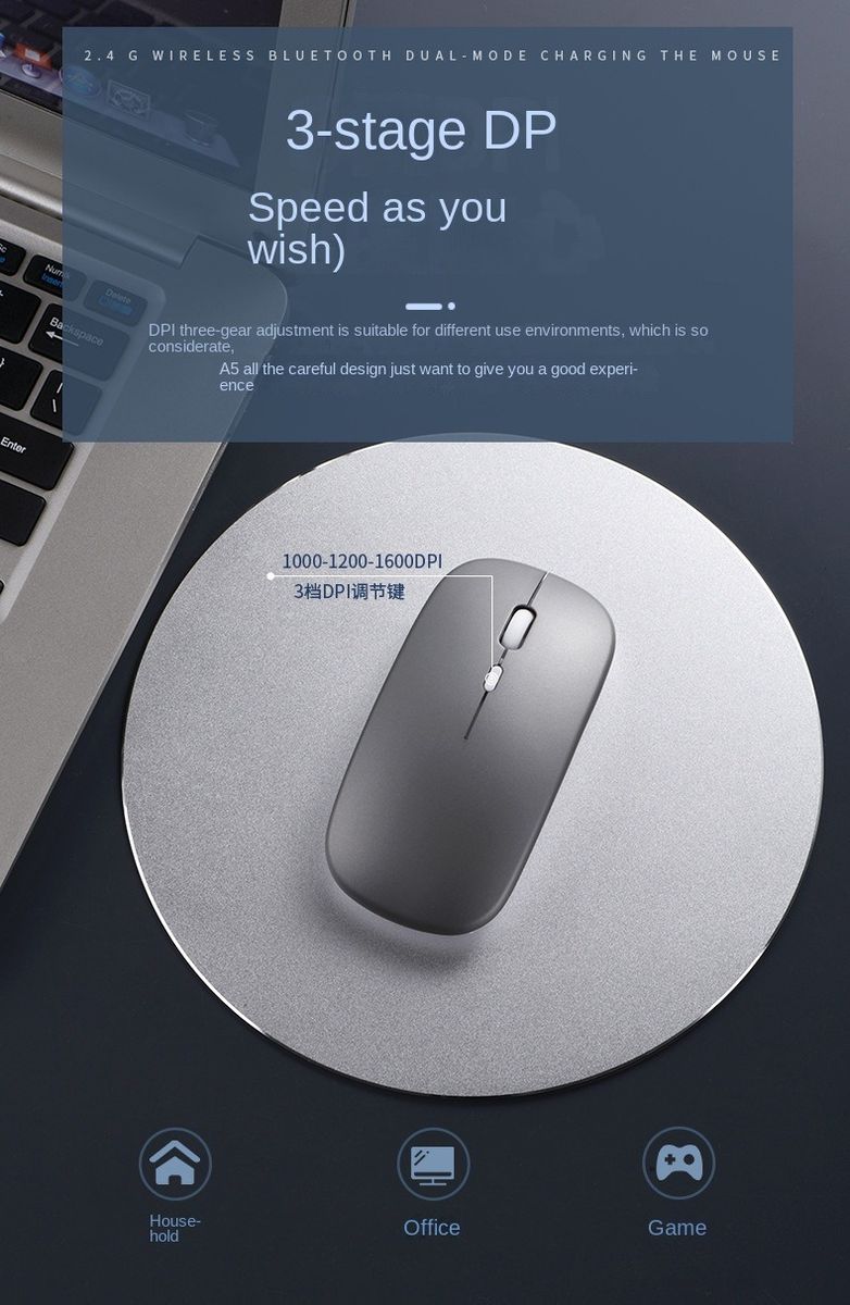 Gray X1 2.4GHz LED Wireless Rechargeable Mouse