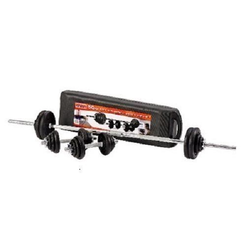 50kg Black Barbell With Case And Short Dumbell Bar