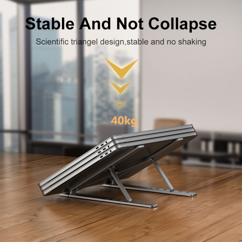 Metal Foldable Adjustable Stand Holder For Laptop  Silver