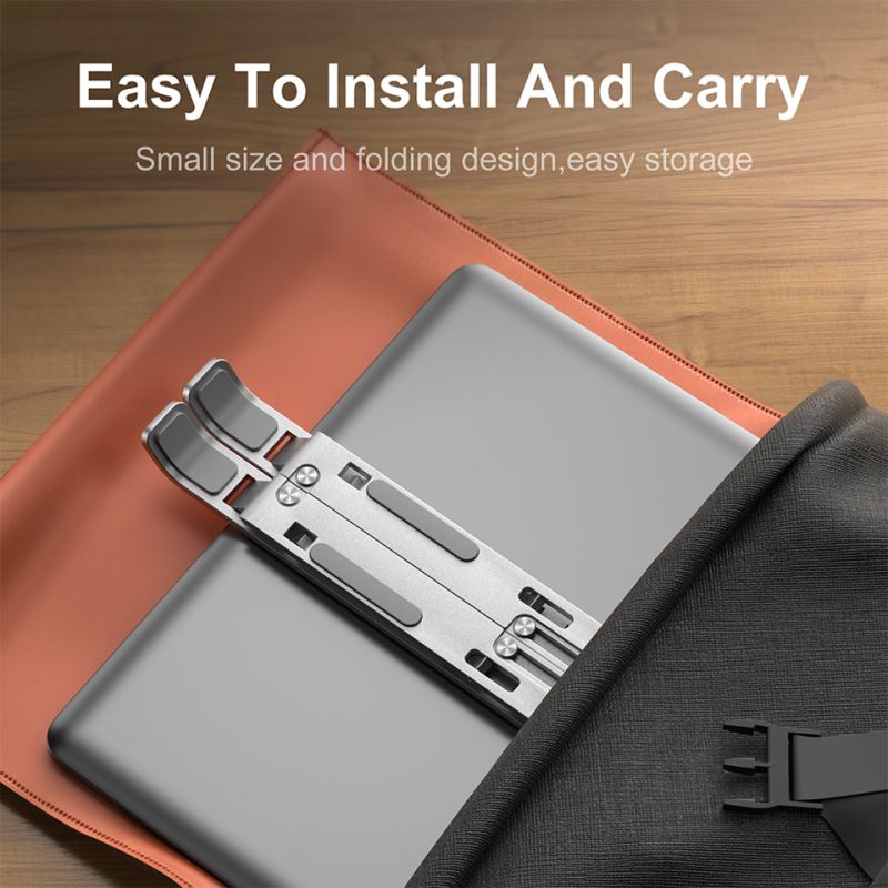 Metal Foldable Adjustable Stand Holder For Laptop  Silver