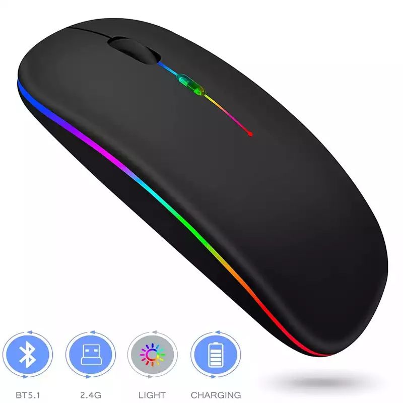 Classic Led Gaming Rechargeable Wireless Mouse- Black