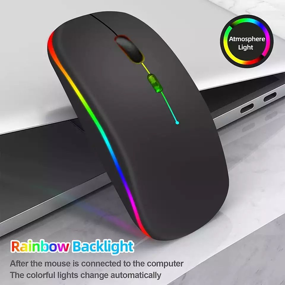 Classic Led Gaming Rechargeable Wireless Mouse- Black