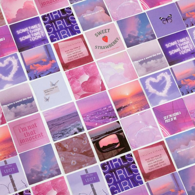 45Pcs/Box Purple Series Stickers Aesthetic Stickers Decorative Ablum Diary Squared Paper Stickers For Children Stationery