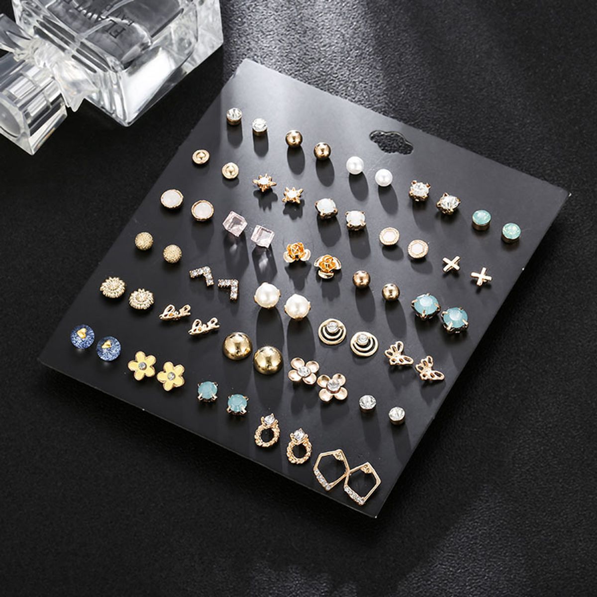 30 Pairs Of Fashion Earring Set  Pearl Crystal Ear Studs