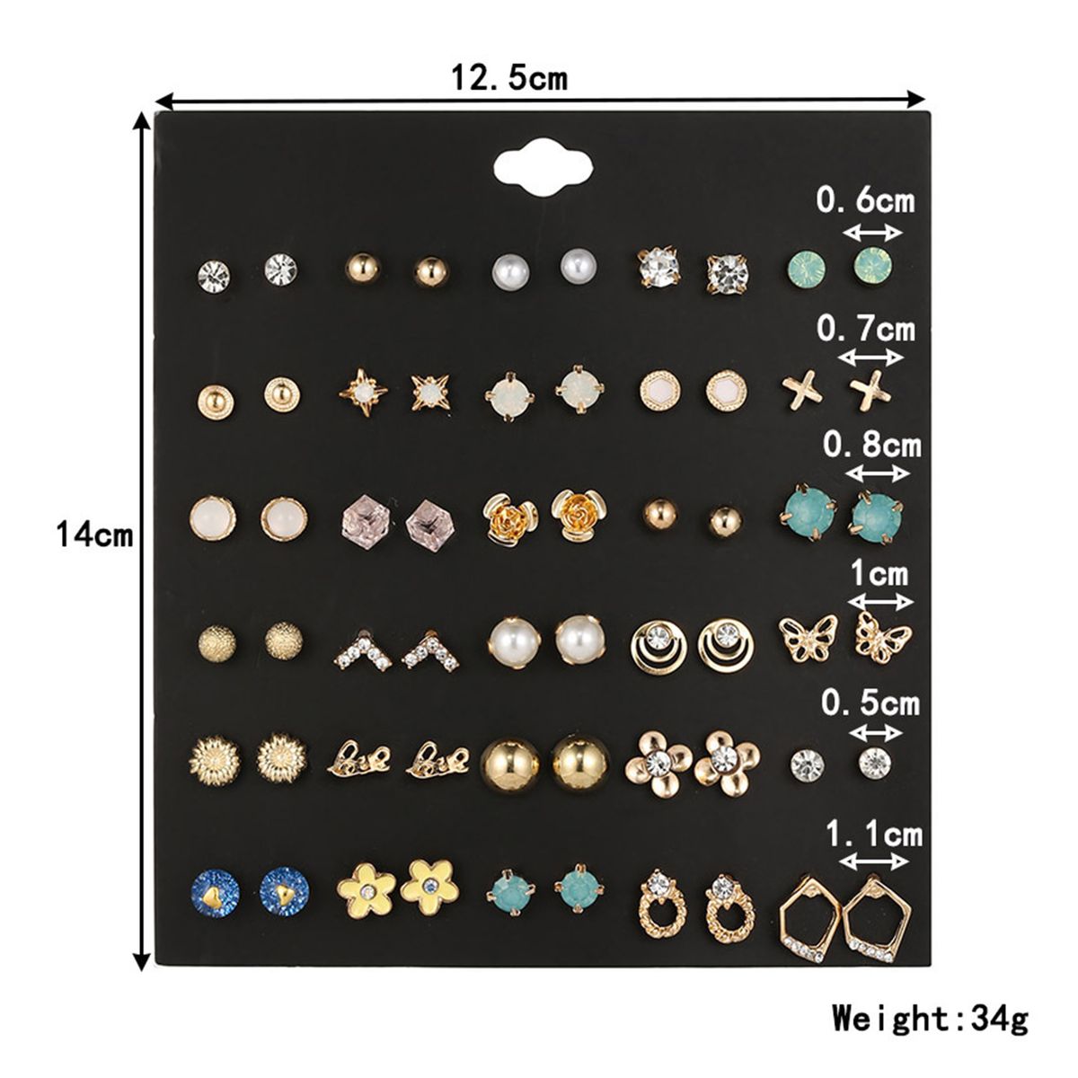 30 Pairs Of Fashion Earring Set  Pearl Crystal Ear Studs