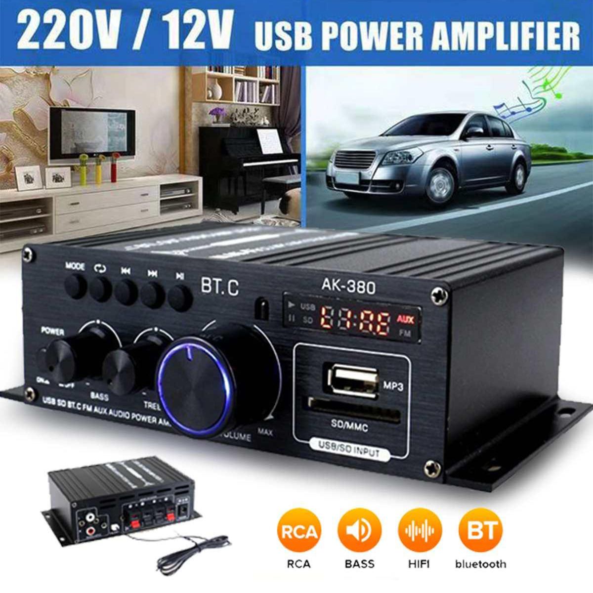 AK380 400W + 400W Audio Power Amplifier 2.0 CH Receiver