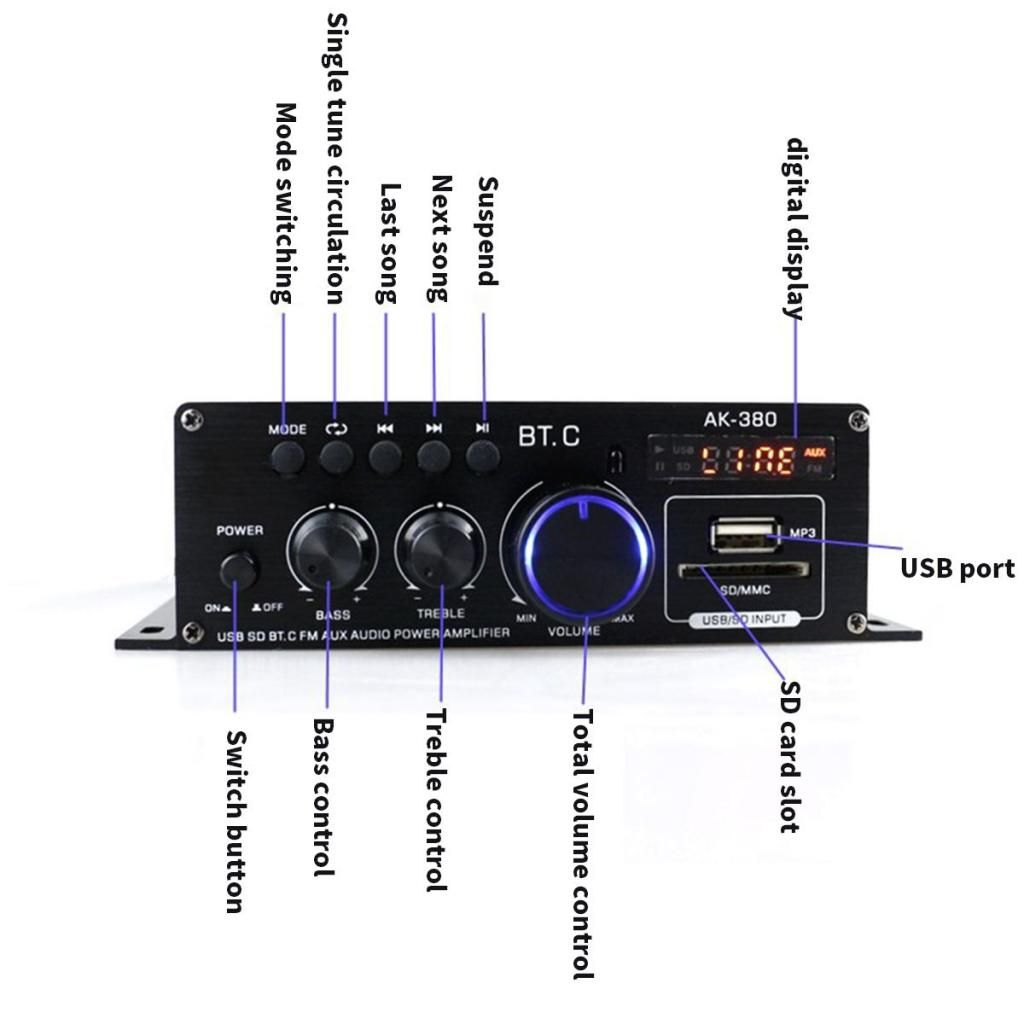 AK380 400W + 400W Audio Power Amplifier 2.0 CH Receiver