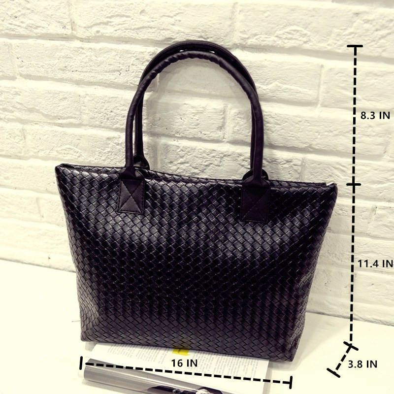 Women's Bag Tote Bag Handbag Pure Black Woven Pattern Underarm Bag