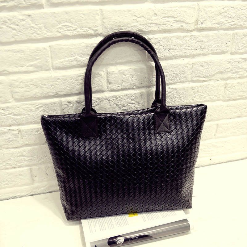 Women's Bag Tote Bag Handbag Pure Black Woven Pattern Underarm Bag