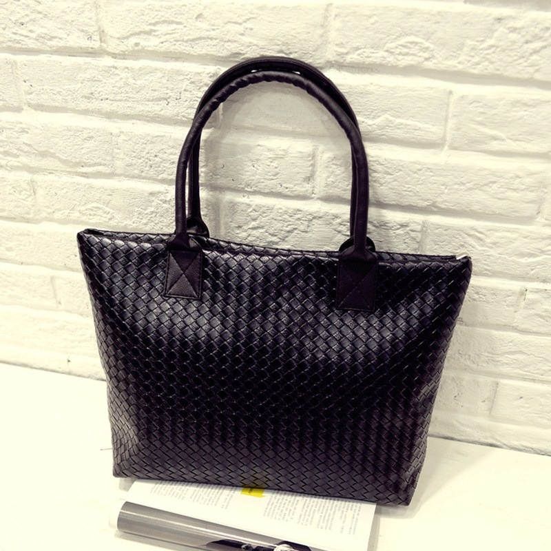 Women's Bag Tote Bag Handbag Pure Black Woven Pattern Underarm Bag
