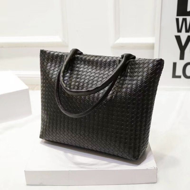 Women's Bag Tote Bag Handbag Pure Black Woven Pattern Underarm Bag