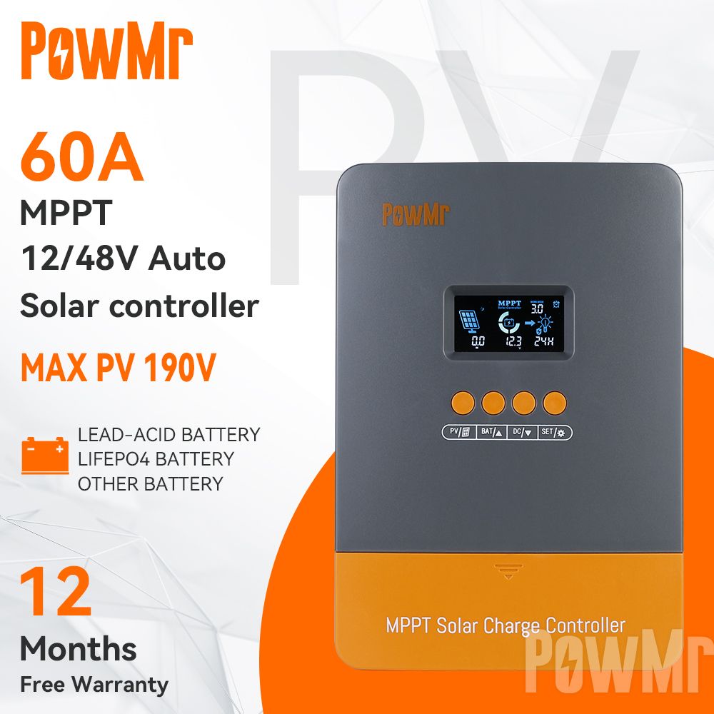 60A Mppt Solar Charge Controller 12~48V LCD Display