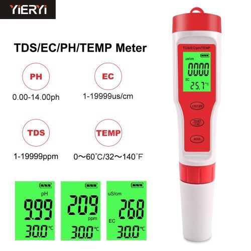 TDS PH Meter PH/TDS/EC/Temperature Meter Digital Water Quality Monitor Testing For Pools Drinking Water