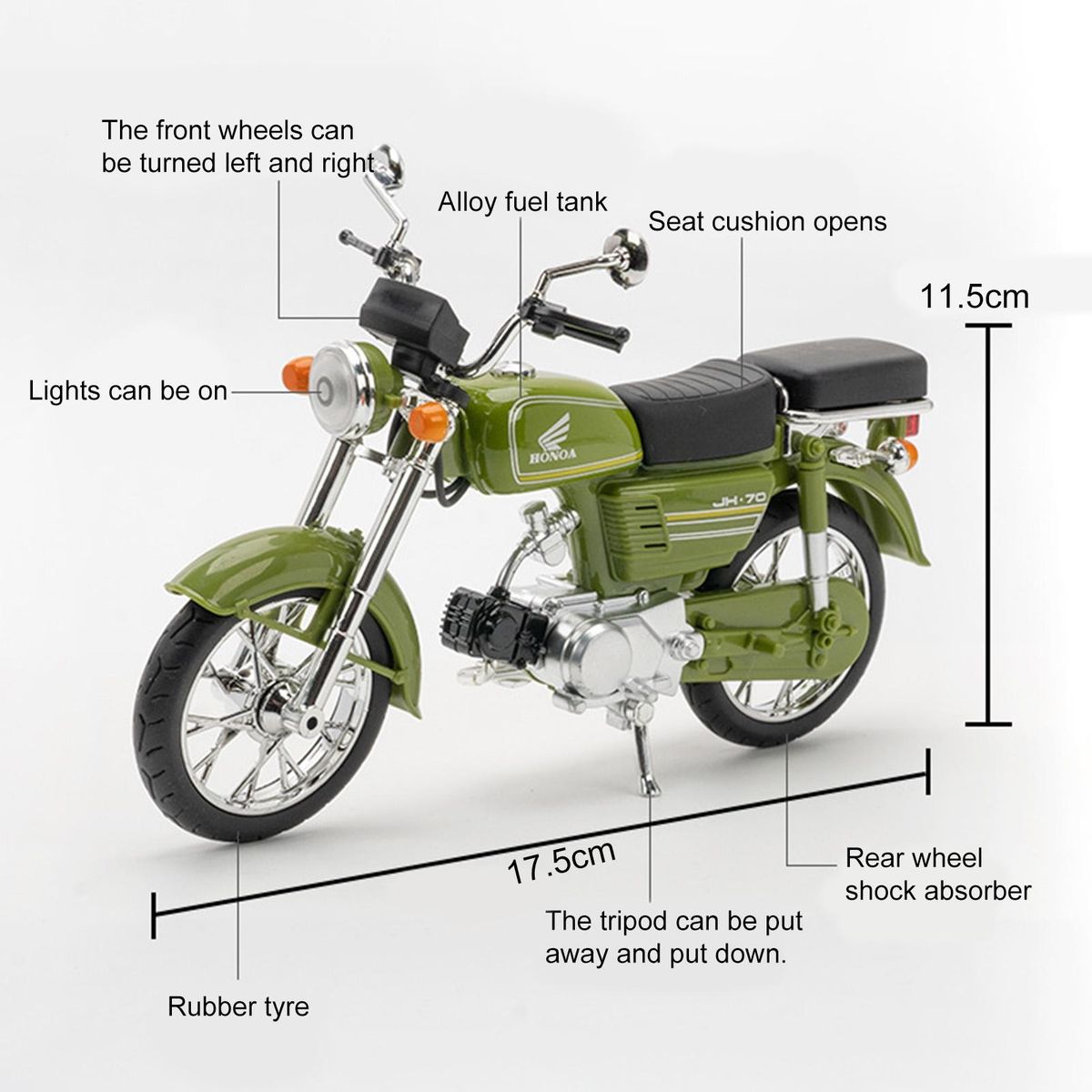 Motorcycle Model 1  12 Scale Vehicle Car Toy Motorcycle Model Green