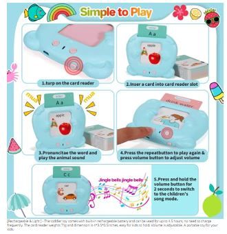 Rechargeable Reading & Talking Flash Cards For Children - Pocket Vocab - 2-8years