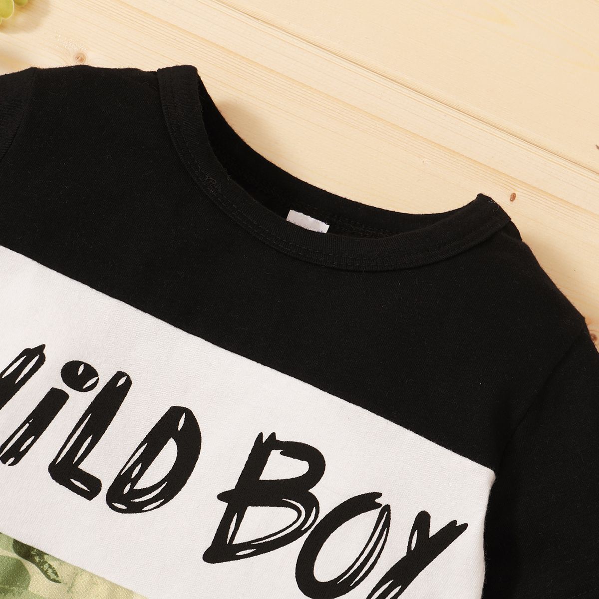 Kid Boy Summer Fashion Dinosaur Design Short Sleeve Shirt Black Pants