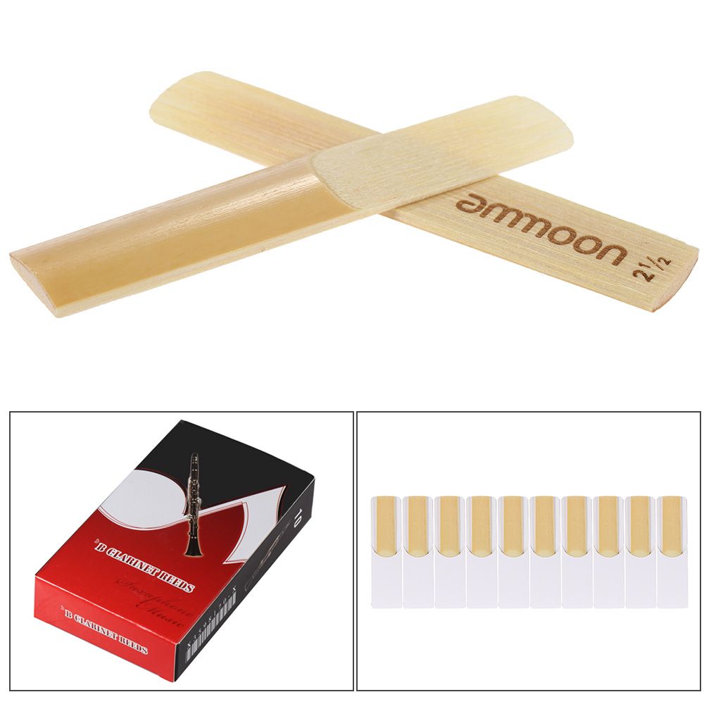 Ammoon 10-pack Pieces Strength 2.5 Bamboo Reeds For Bb