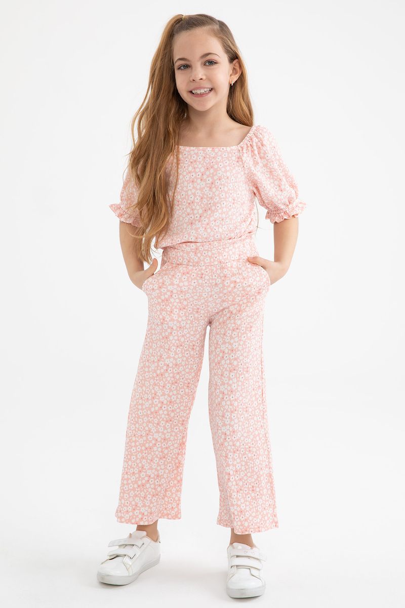 Girl Regular Fit Knitted Short Sleeve Body - Pink