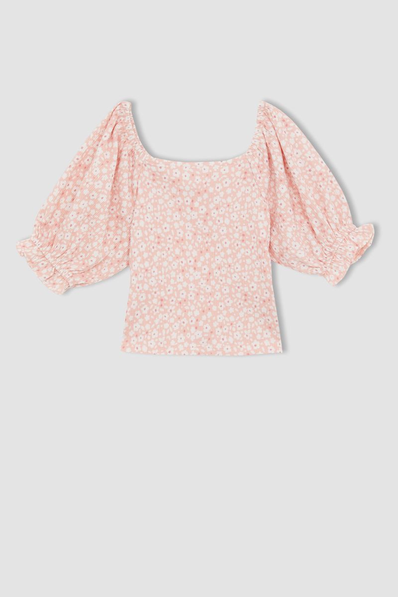 Girl Regular Fit Knitted Short Sleeve Body - Pink