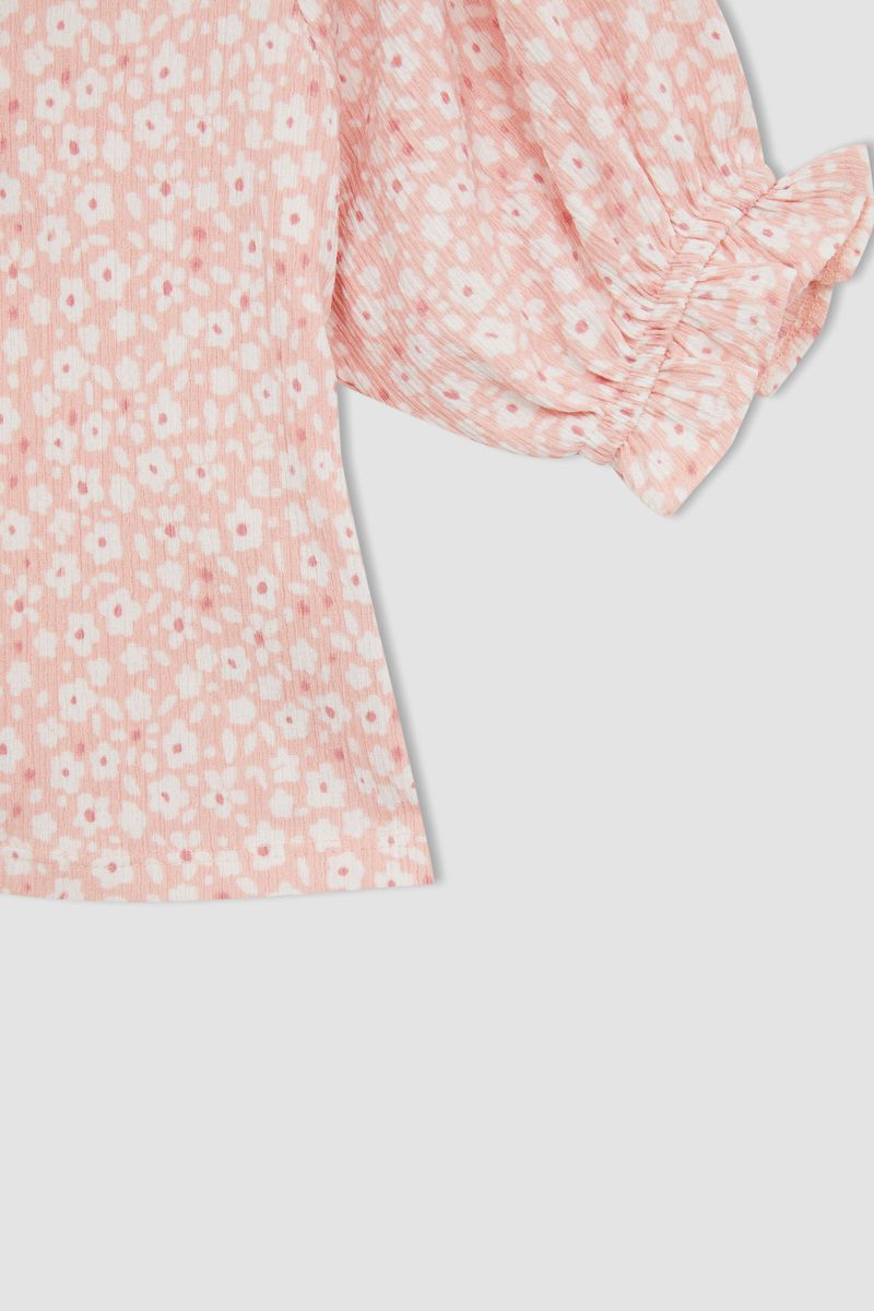 Girl Regular Fit Knitted Short Sleeve Body - Pink