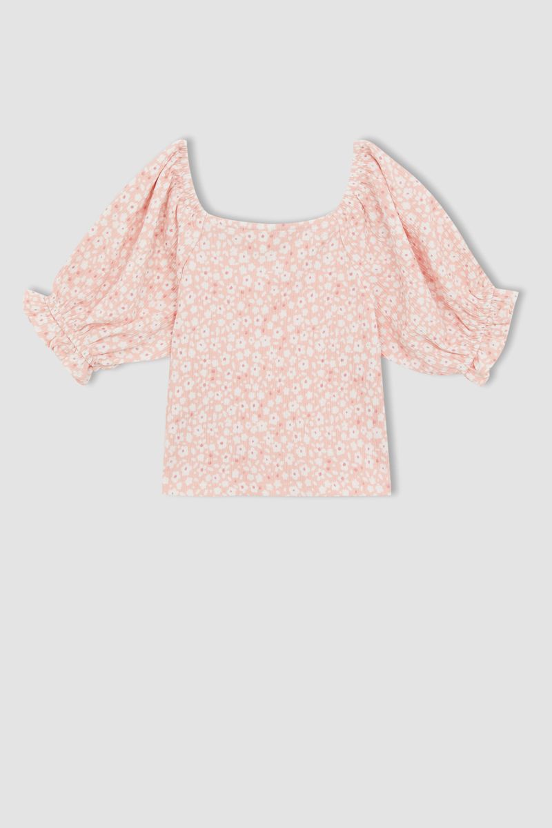 Girl Regular Fit Knitted Short Sleeve Body - Pink