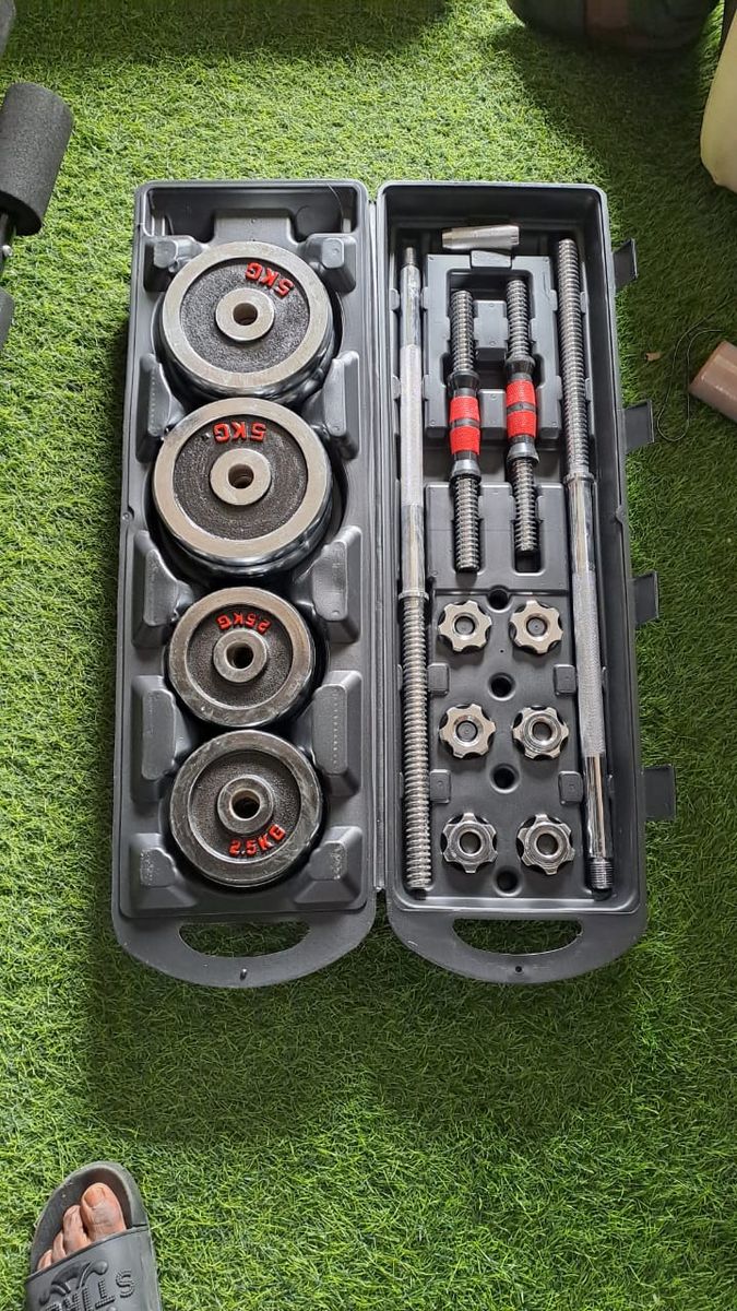 50KG Boxed Chrome Barbell With Dumbbell Set