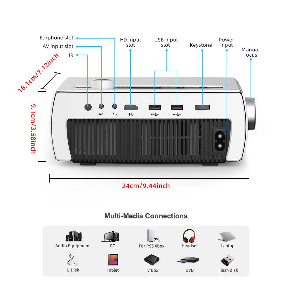 Full HD WiFi Android Smart Phone Projector Projector 1920 X 1080P LED Video Home Cinema 3D Beamer